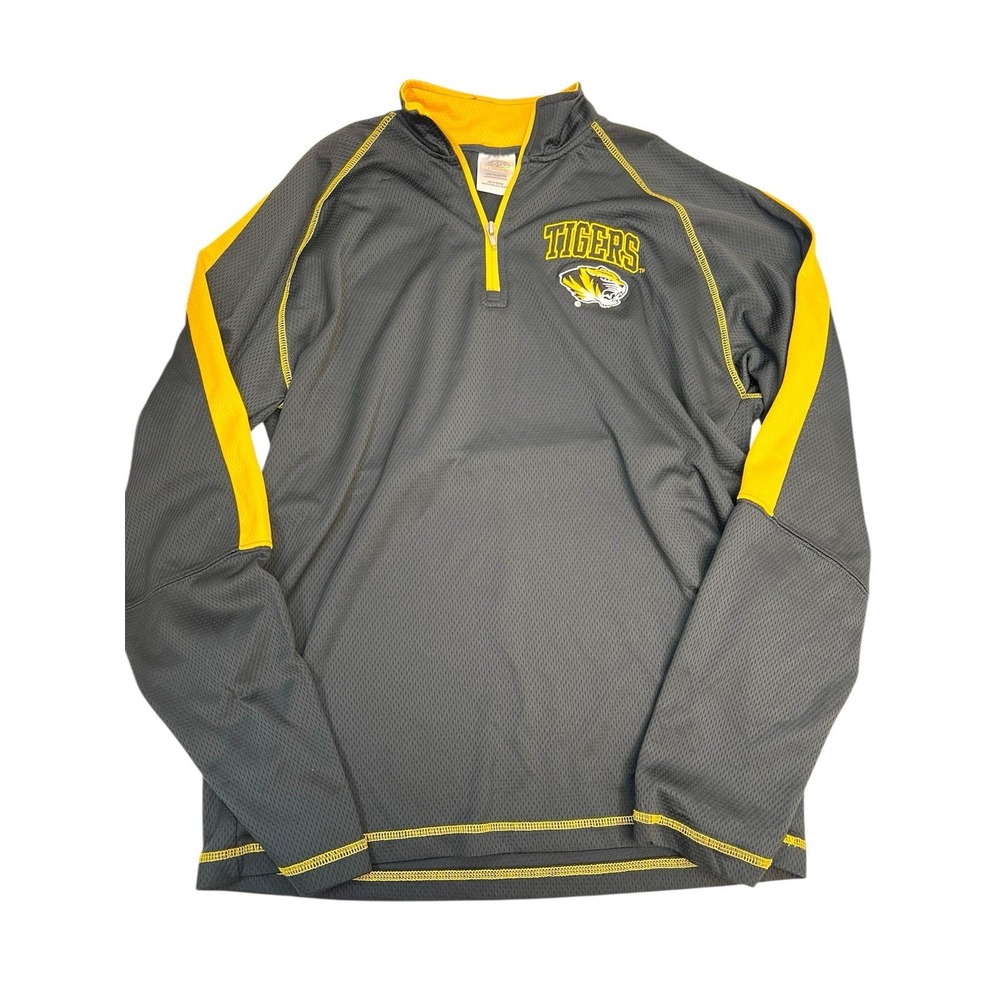 KNIGHTS APPAREL RIVALRY THREADS MIZZOU TIGERS‎ Black 1/4 ZIP PULLOVER SZ L